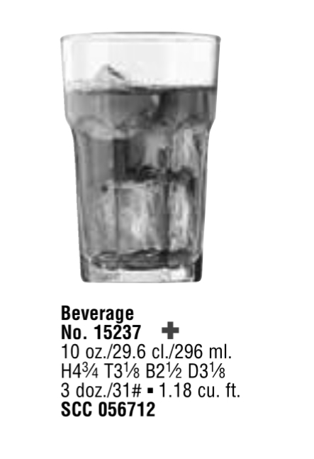GIBRALTAR® GLASSWARE 15237 Beverage, 10 oz 3 dz