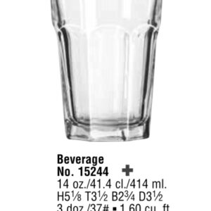 GIBRALTAR® GLASSWARE 15244 Beverage, 14 oz 3 dz