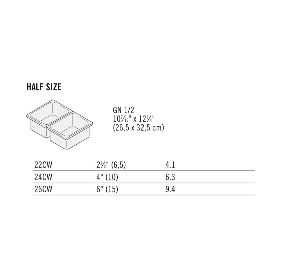 CAMWEAR® POLYCARBONATE  FOOD PANS (Half Size)